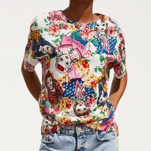 ZARA Printed Face/floral Shirt (S)
